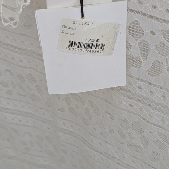 Sandro NWT White Hamia Floral High Neck Lace Top Women's Size Large(3) - Picture 9 of 13